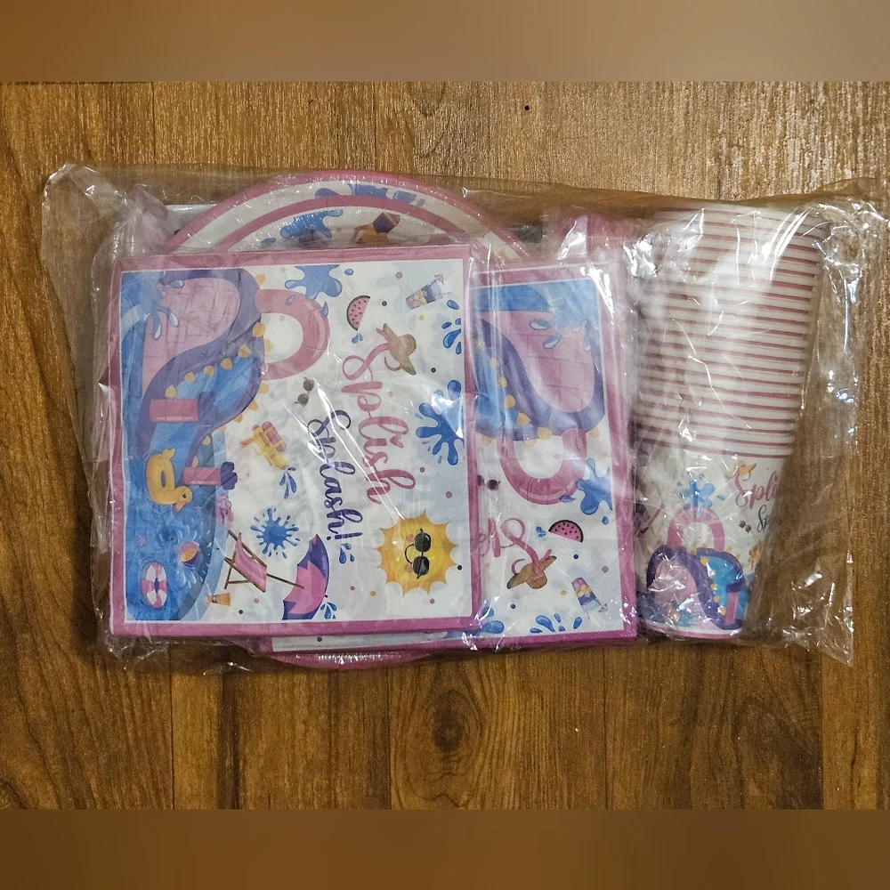 Splash Birthday Party Supplies Set - Pink